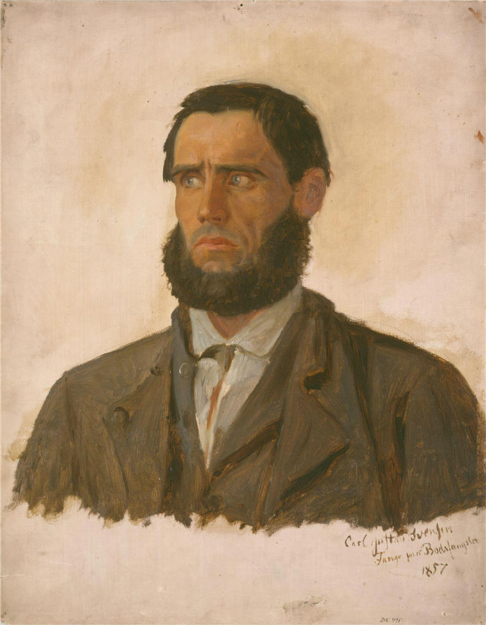 阿道夫·泰德曼（ Adolph Tidemand，挪威画家）高清作品-《囚犯卡尔·古斯塔夫·斯文森的肖像（1857 年）》