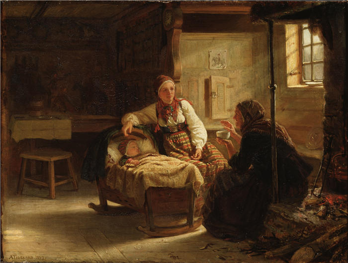 阿道夫·泰德曼（ Adolph Tidemand，挪威画家）高清作品-《算命先生 (1857)》