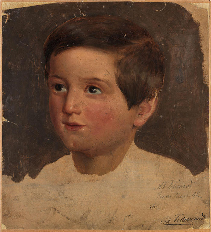 阿道夫·泰德曼（ Adolph Tidemand，挪威画家）高清作品-《一个男孩的肖像研究（1842）》