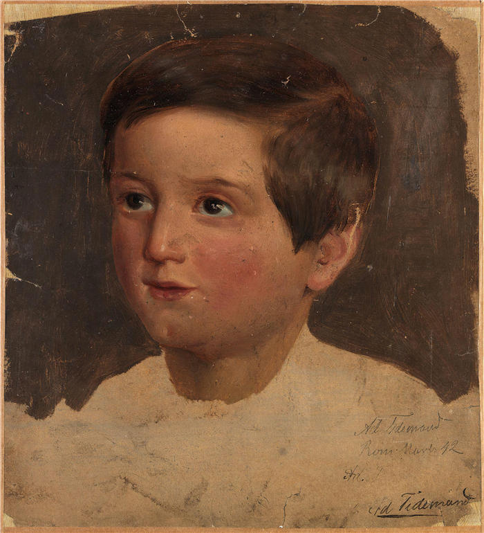 阿道夫·泰德曼( Adolph Tidemand,挪威画家)高清作品-《一个男孩的肖像研究(1842)》