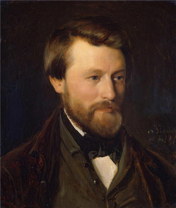 阿道夫·泰德曼（ Adolph Tidemand，挪威画家）高清作品-《埃米尔·蒂德德德德的肖像，艺术家的兄弟（1851 年）》