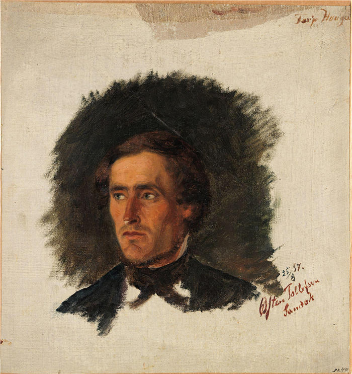 阿道夫·泰德曼（ Adolph Tidemand，挪威画家）高清作品-《山达克农民 Østen Tollefsen 的肖像（1857 年）》