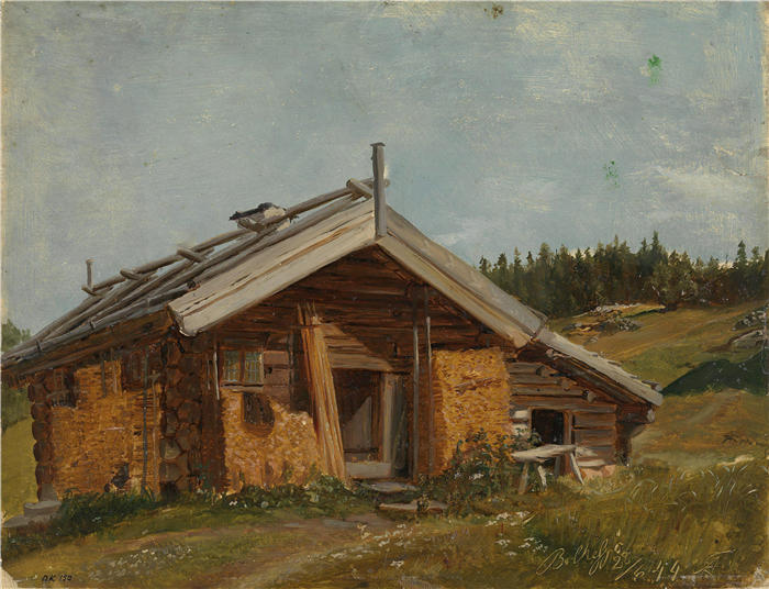 阿道夫·泰德曼（ Adolph Tidemand，挪威画家）高清作品-《Bolkesjø 的农舍（1844 年）》