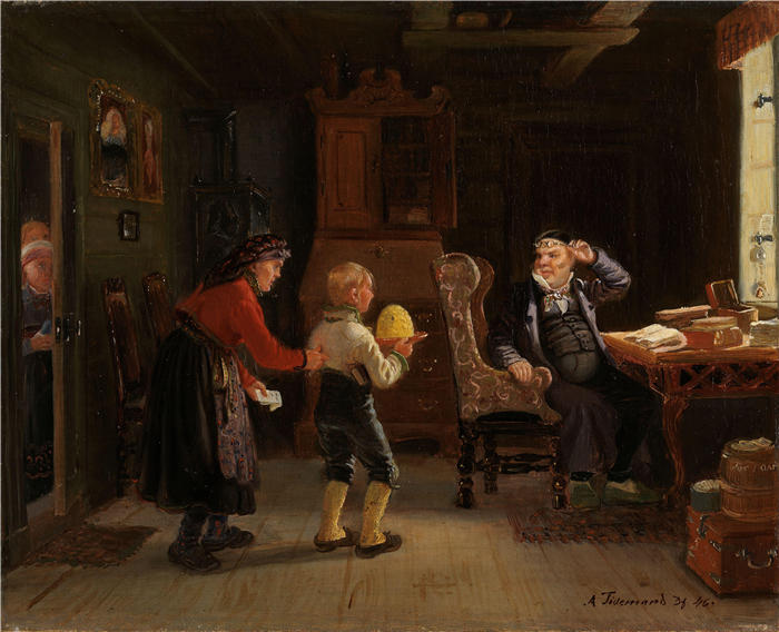 阿道夫·泰德曼（ Adolph Tidemand，挪威画家）高清作品-《浓度报告（1846）》