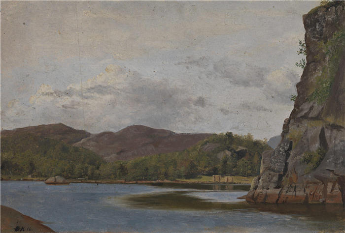 阿道夫·泰德曼（ Adolph Tidemand，挪威画家）高清作品-《从曼达尔附近的海岸（1836 年）》