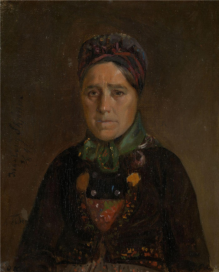 阿道夫·泰德曼（ Adolph Tidemand，挪威画家）高清作品-《Numedal 的 Ingeborg Skjønne 肖像（1848 年）》