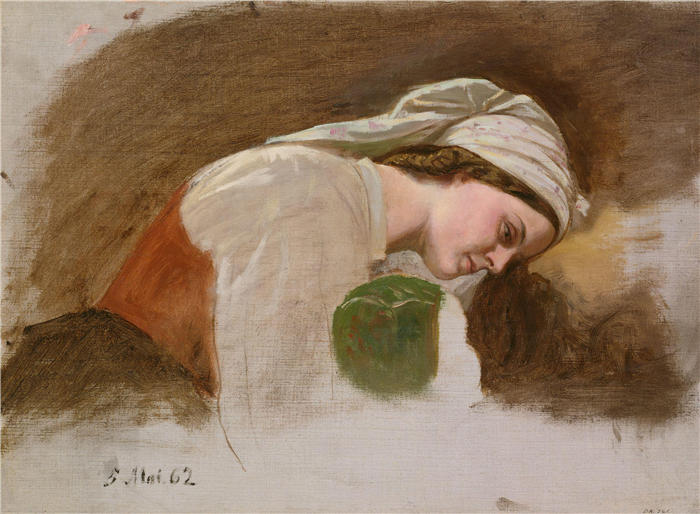 阿道夫·泰德曼( Adolph Tidemand,挪威画家)高清作品-《战后研究(1862)》