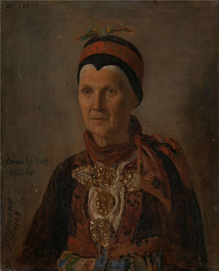 阿道夫·泰德曼（ Adolph Tidemand，挪威画家）高清作品-《安娜·古尔斯维格的肖像（1848 年）》
