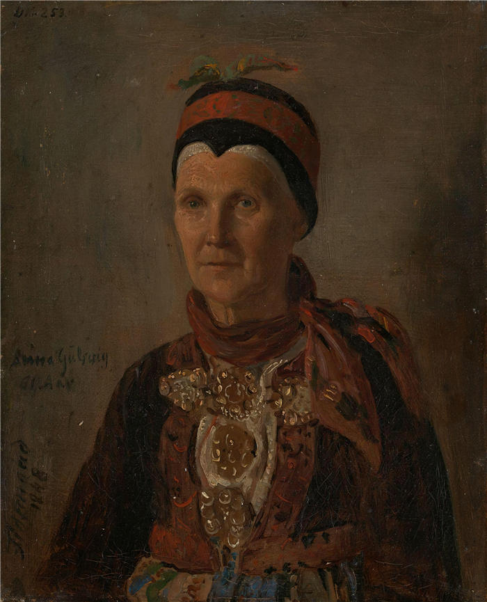 阿道夫·泰德曼( Adolph Tidemand,挪威画家)高清作品-《安娜·古尔斯维格的肖像(1848 年)》