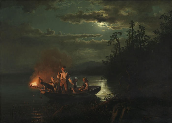 阿道夫·泰德曼（ Adolph Tidemand，挪威画家）高清作品-《琴弦 på Krøderen (1851)》