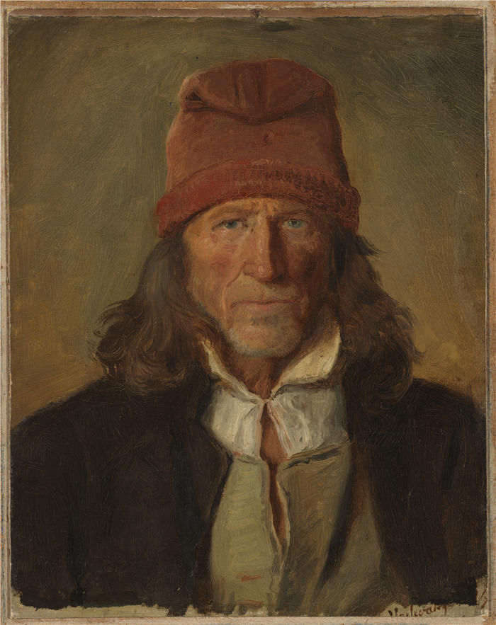 阿道夫·泰德曼（ Adolph Tidemand，挪威画家）高清作品-《Vossevangen 的农民肖像（1855 年）》
