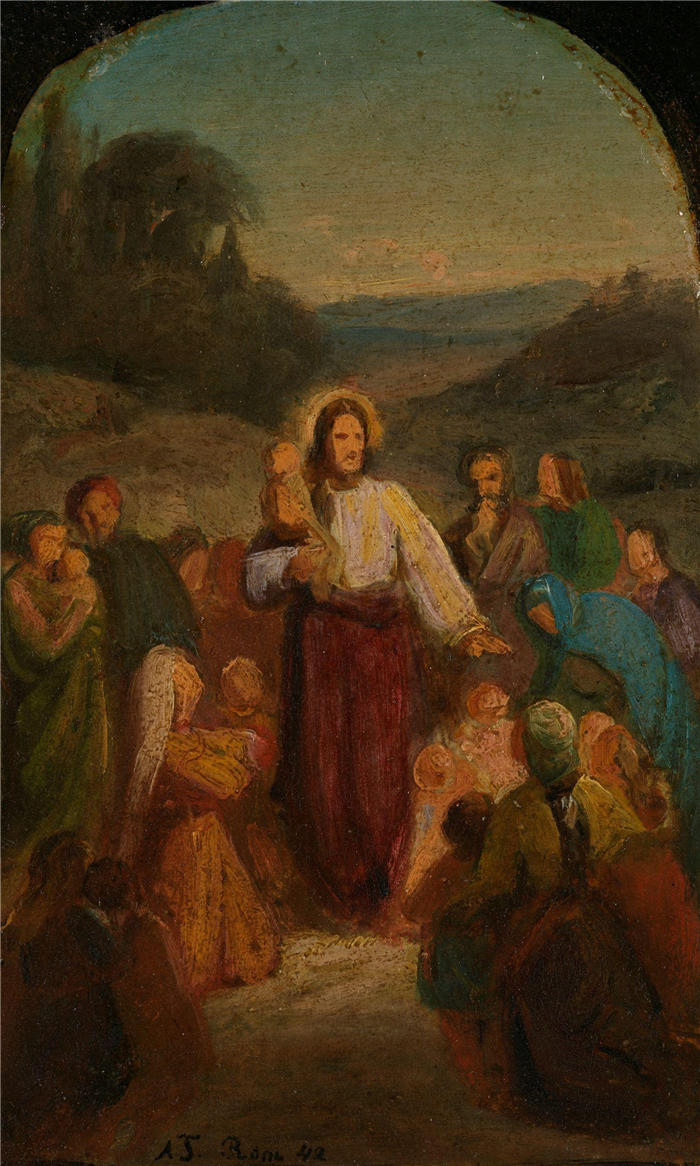 阿道夫·泰德曼（ Adolph Tidemand，挪威画家）高清作品-《让孩子们来找我（1842）》
