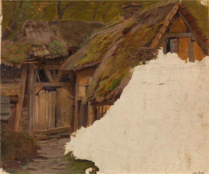 阿道夫·泰德曼（ Adolph Tidemand，挪威画家）高清作品-《研究旧农场（1837-1840）》