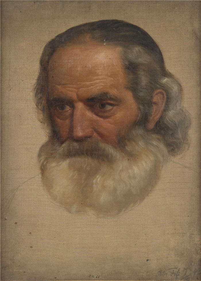 阿道夫·泰德曼（ Adolph Tidemand，挪威画家）高清作品-《一位老人的肖像研究（1842 年）(1)》