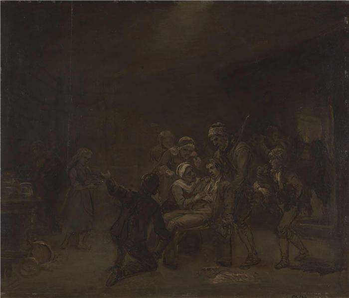阿道夫·泰德曼（ Adolph Tidemand，挪威画家）高清作品-《熊猎人归来的素描（1857 - 1861）》