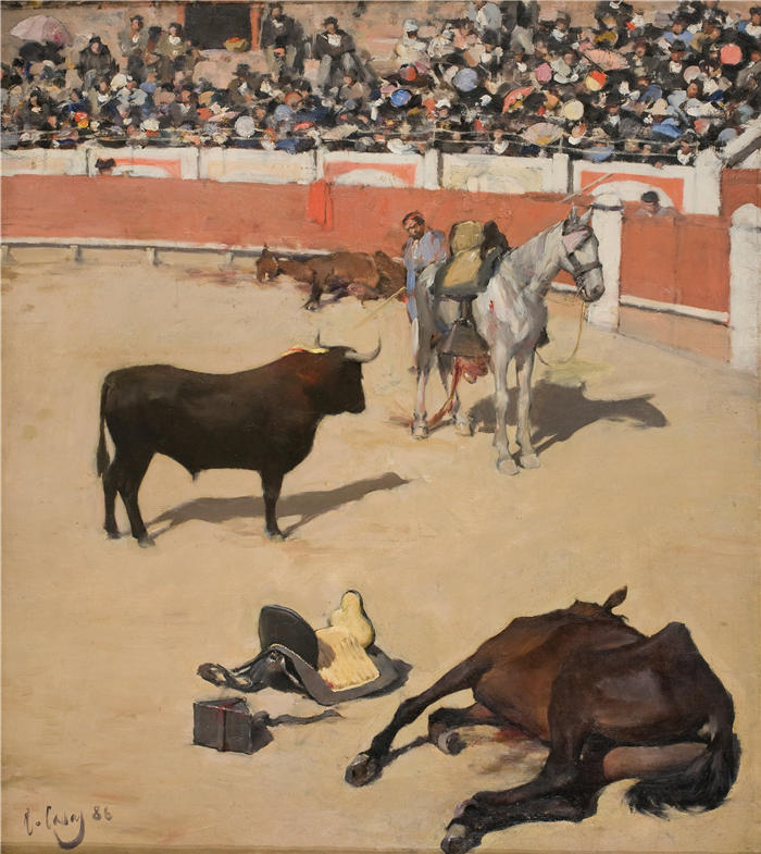 拉蒙·卡萨斯（Ramon Casas，西班牙画家）高清作品-《公牛（死马）（1886）》
