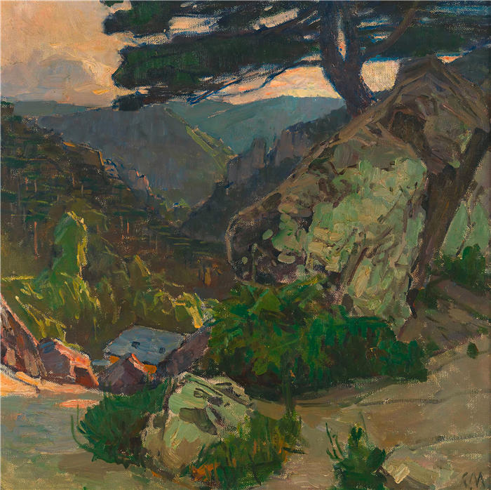 卡尔·摩尔（Carl Moll，奥地利画家）高清作品-《默德尔附近的奇乌萨景观（1942年）》