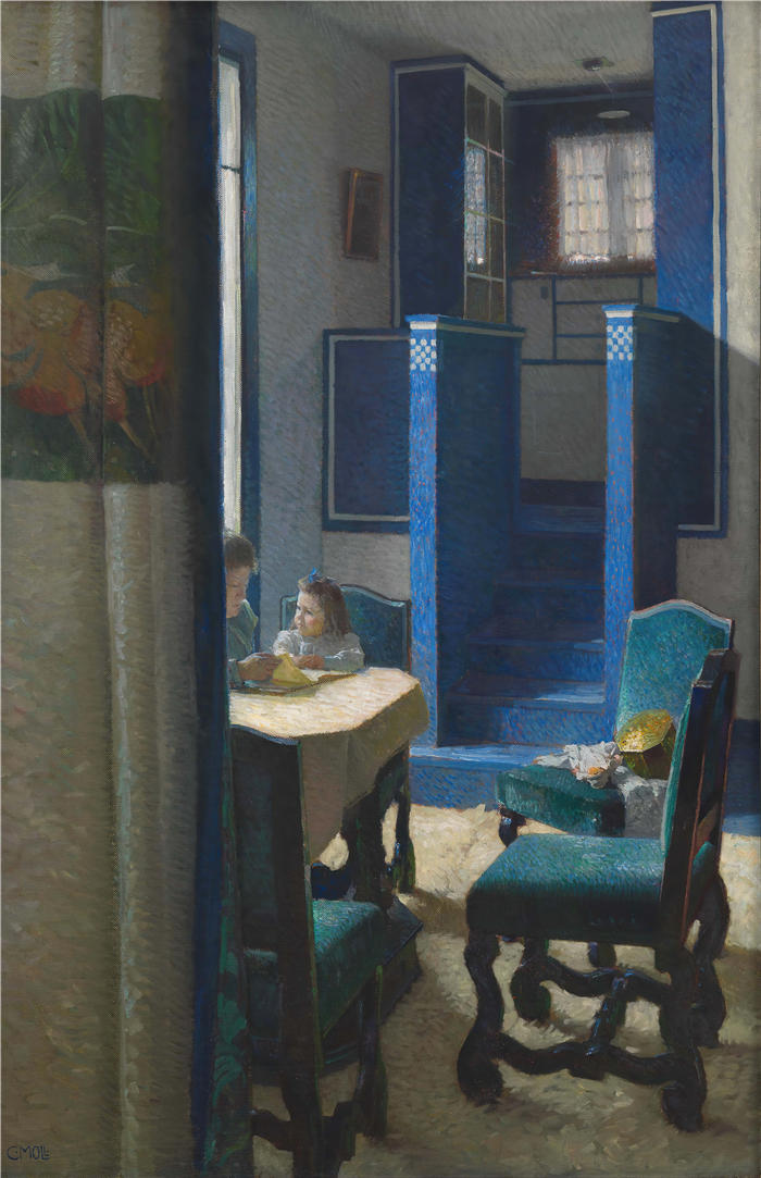 卡尔·摩尔（Carl Moll，奥地利画家）高清作品-《霍赫瓦特之家沙龙（1903年）》