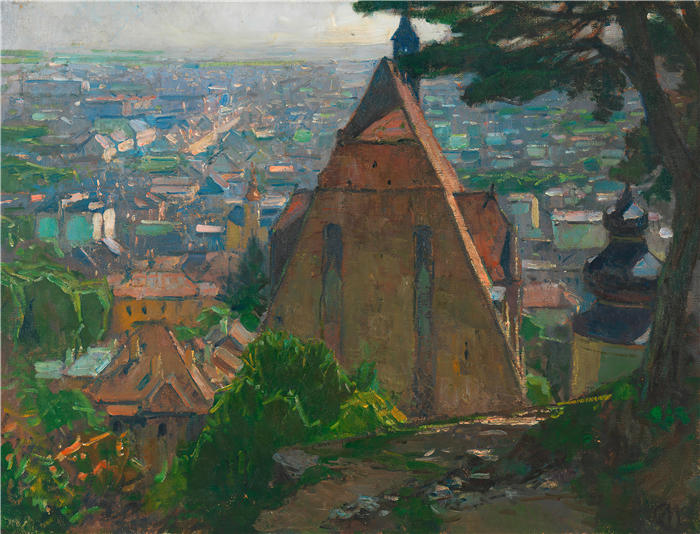 卡尔·摩尔（Carl Moll，奥地利画家）高清作品-《莫德林景观（约1940年）》