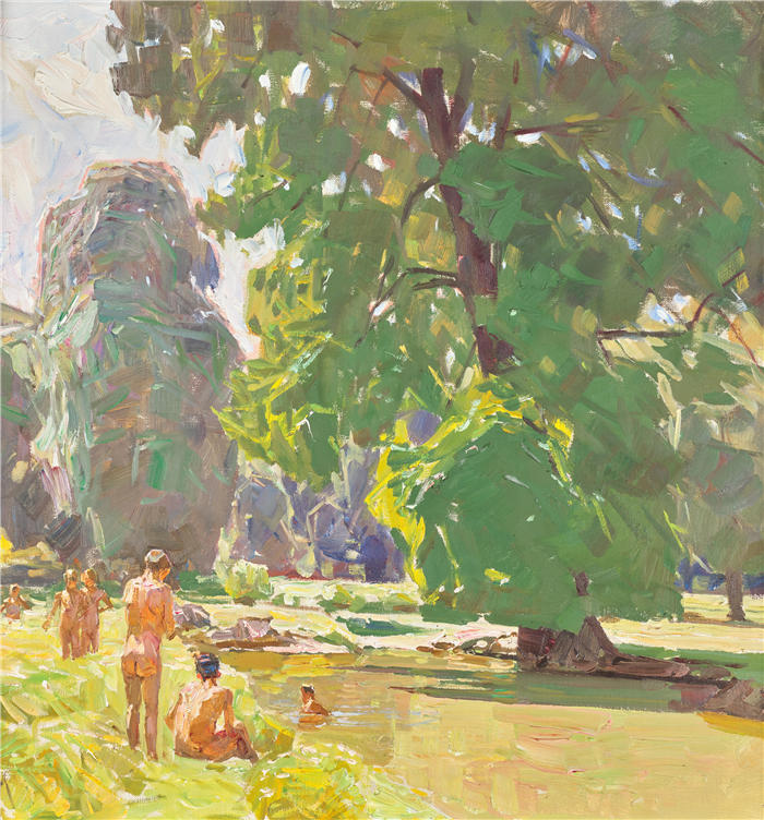 卡尔·摩尔（Carl Moll，奥地利画家）高清作品-《来自维也纳的普拉特二世夏日（1928年）》
