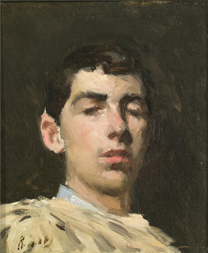拉蒙·卡萨斯（Ramon Casas，西班牙画家）高清作品-《自画像（约 1882 年）》