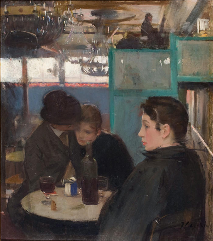 拉蒙·卡萨斯（Ramon Casas，西班牙画家）高清作品-《Moulin De La Galette 内饰 (1890-1891)》