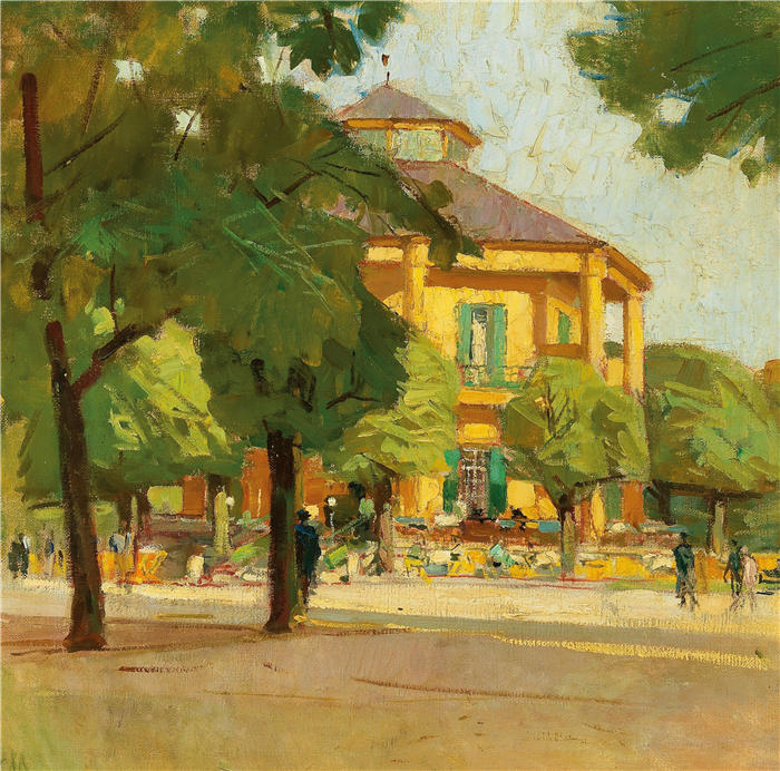 卡尔·摩尔(Carl Moll,奥地利画家)高清作品-《Lusthaus,(维也纳普拉特)(约 1930 年)》