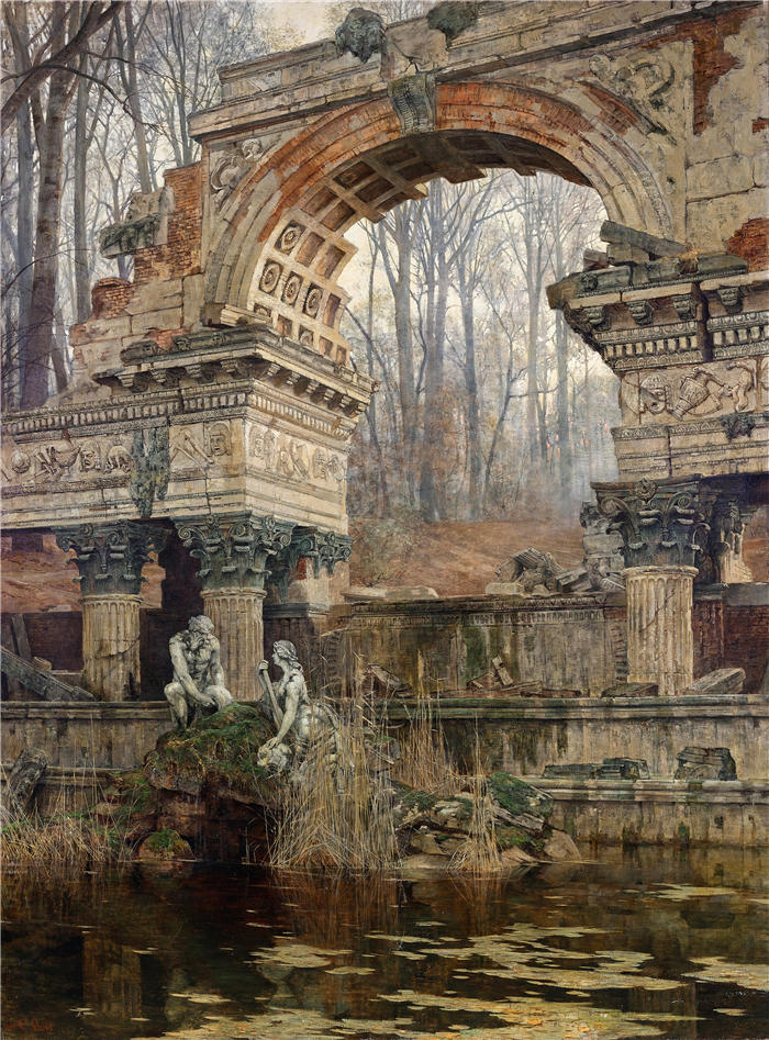 卡尔·摩尔（Carl Moll，奥地利画家）高清作品-《美泉宫的罗马废墟（1892 年）》