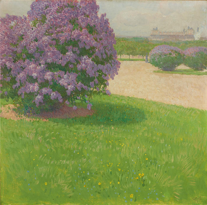 卡尔·摩尔（Carl Moll，奥地利画家）高清作品-《丁香花英雄广场（1900）》