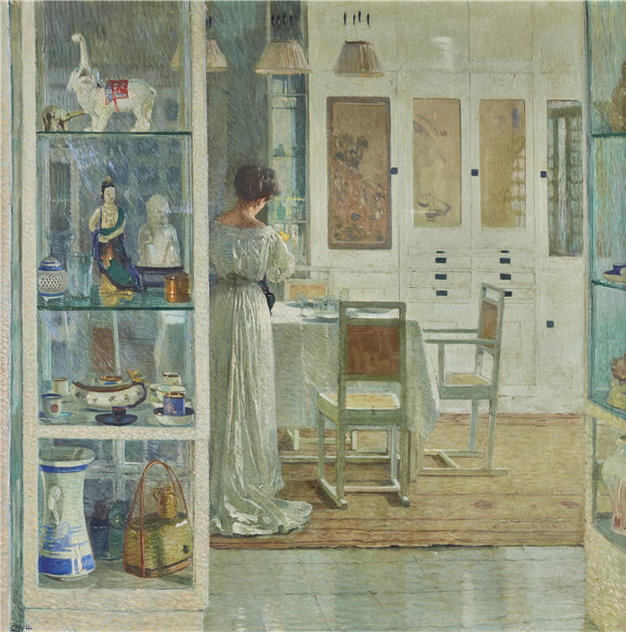 卡尔·摩尔（Carl Moll，奥地利画家）高清作品-《Weißes Interieur（白色内饰）（1905 年）》