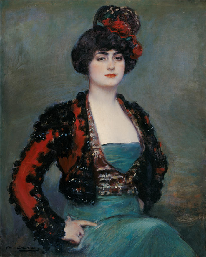 拉蒙·卡萨斯（Ramon Casas，西班牙画家）高清作品-《朱莉娅（约 1915 年）》