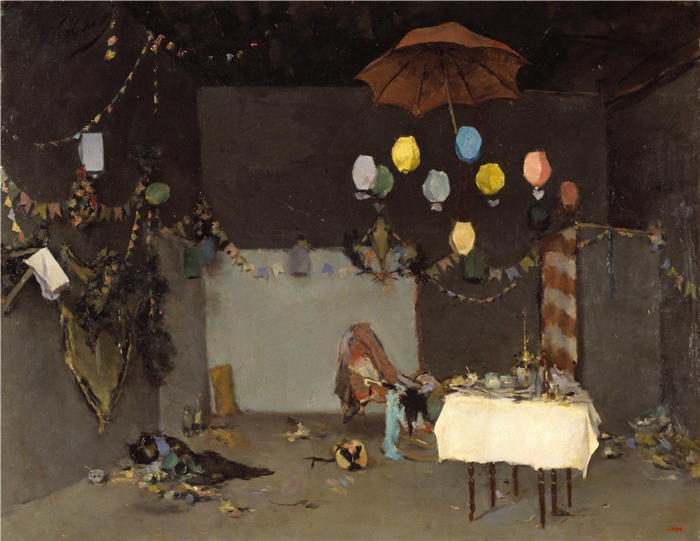 拉蒙·卡萨斯（Ramon Casas，西班牙画家）高清作品-《工作室内部（约 1883 年）》