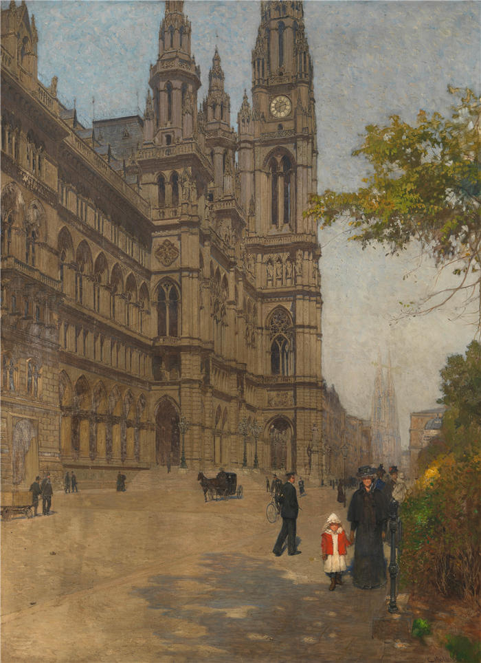 卡尔·摩尔（Carl Moll，奥地利画家）高清作品-《新市政厅 (1898)》