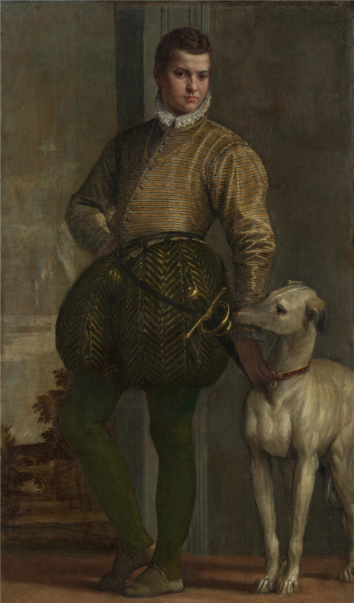 委罗内塞（Paolo Veronese，意大利画家）高清作品-《带着灰狗的男孩（1570 年代）》