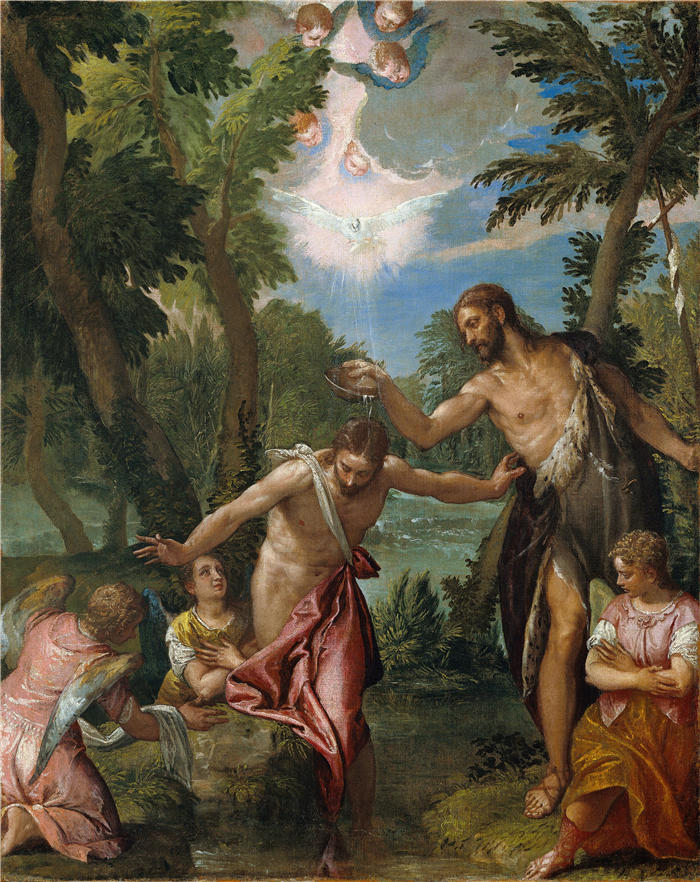委罗内塞（Paolo Veronese，意大利画家）高清作品-《基督的洗礼 (1580 - 1588)》