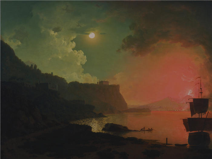约瑟夫·赖特（Joseph Wright，英国画家）高清作品-《来自波西利波的维苏威火山》