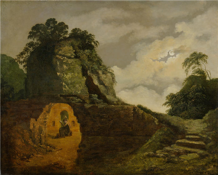 约瑟夫·赖特（Joseph Wright，英国画家）高清作品-《月光下的维吉尔》