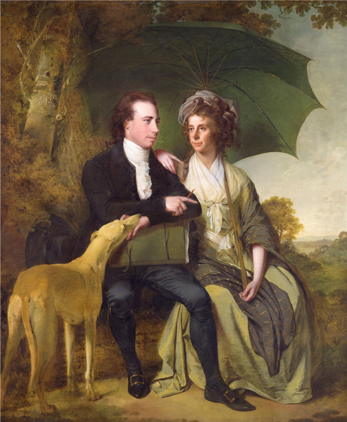 约瑟夫·赖特（Joseph Wright，英国画家）高清作品-《托马斯·吉斯伯恩牧师和夫人》