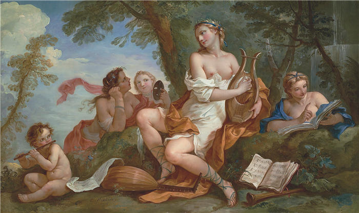 查尔斯·约瑟夫·纳托瓦（Charles Joseph Natoire，法国画家）高清作品-《音乐的化身（1738）》