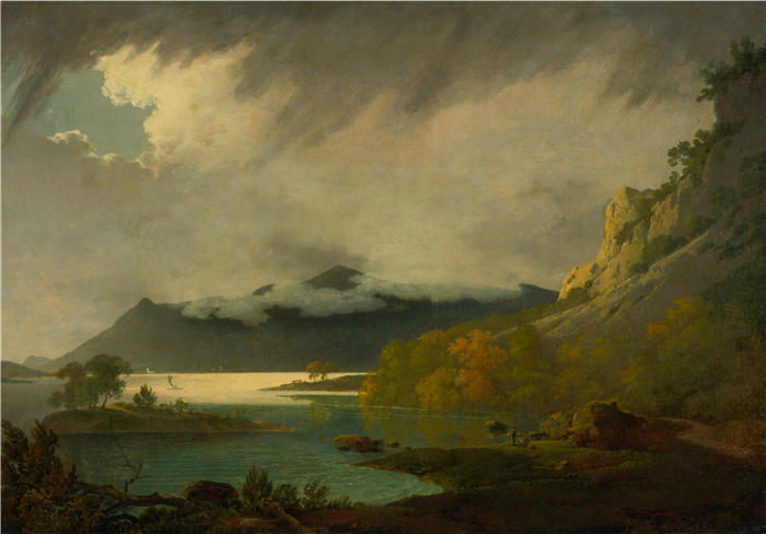 约瑟夫·赖特（Joseph Wright，英国画家）高清作品-《德温特河，远处是斯基德》