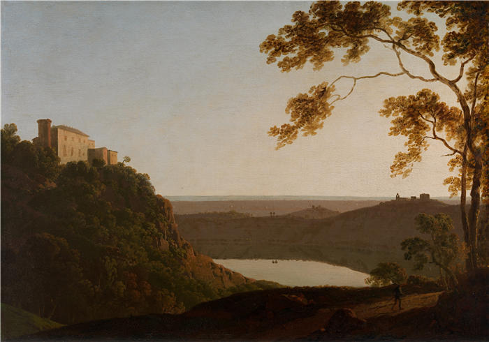 约瑟夫·赖特（Joseph Wright，英国画家）高清作品-《内米湖，日落》