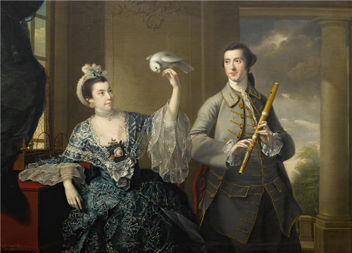 约瑟夫·赖特（Joseph Wright，英国画家）高清作品-《威廉蔡斯夫妇 (1760)》