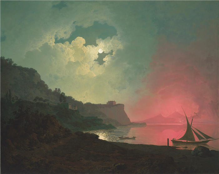 约瑟夫·赖特（Joseph Wright，英国画家）高清作品-《火山喷发中的维苏威火山（1789 年）》