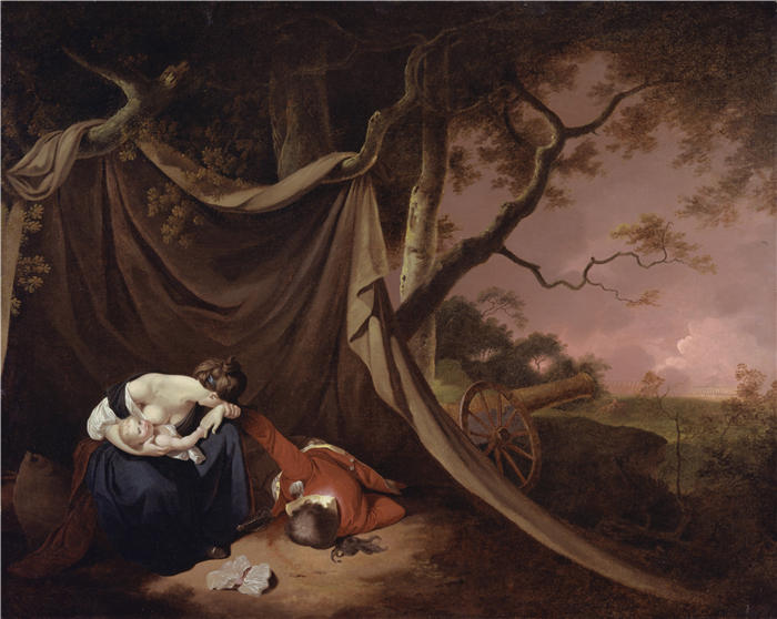 约瑟夫·赖特（Joseph Wright，英国画家）高清作品-《死去的士兵》