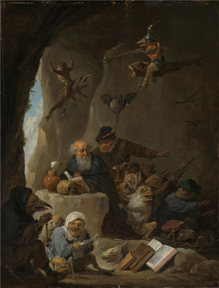 大卫·特尼尔斯（David Teniers the Younger，比利时画家）高清作品-《圣安东尼的诱惑（约 1645 年）》