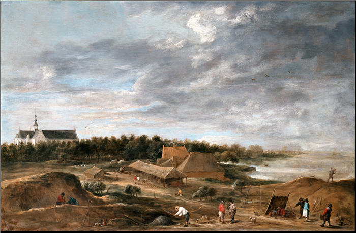 大卫·特尼尔斯（David Teniers the Younger，比利时画家）高清作品-《Hemiksem 附近的制砖工》