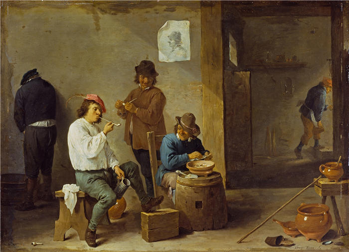 大卫·特尼尔斯（David Teniers the Younger，比利时画家）高清作品-《吸烟者 (1644)》