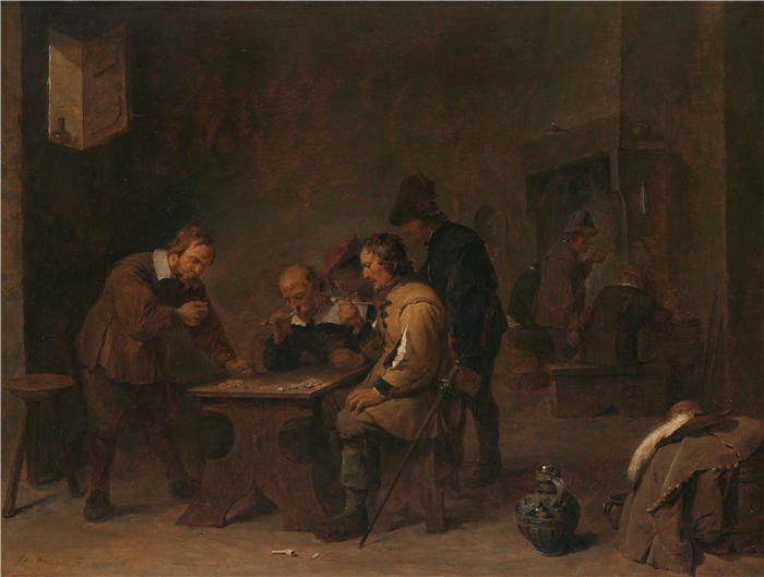大卫·特尼尔斯（David Teniers the Younger，比利时画家）高清作品-《赌徒（约 1640 年）》