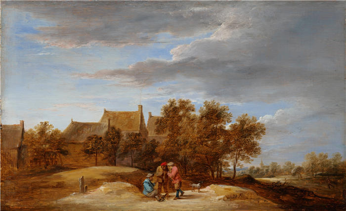 大卫·特尼尔斯（David Teniers the Younger，比利时画家）高清作品-《在路边 (1645)》