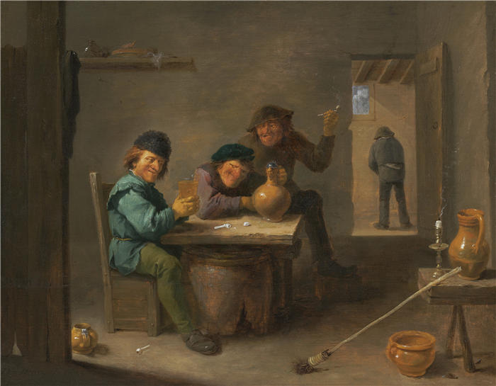 大卫·特尼尔斯（David Teniers the Younger，比利时画家）高清作品-《酒馆里的农民（约 1633 年）》
